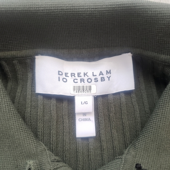 EUC Derek Lam 10 Crosby Tri-Colored "Lisel Rib Knit Polo", Women's size Large - Picture 10 of 12